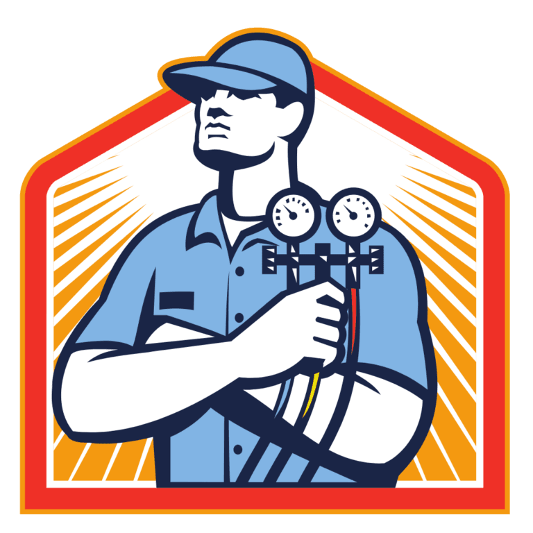 a vintage illustration of an HVAC technician